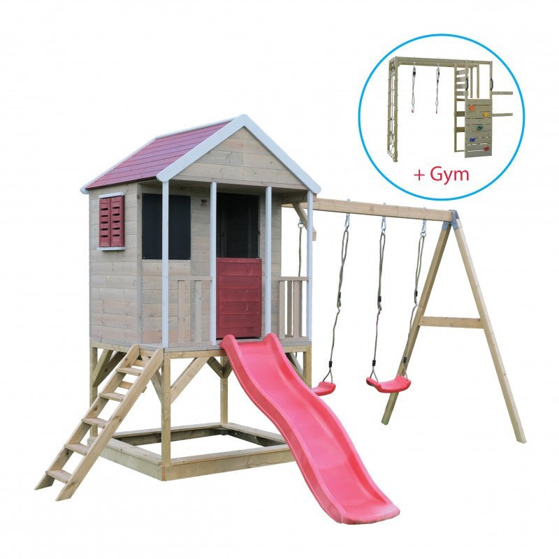 Wendi Toys Casuta Summer Adventure House cu loc pentru nisip tobogan leagan dublu modul sport