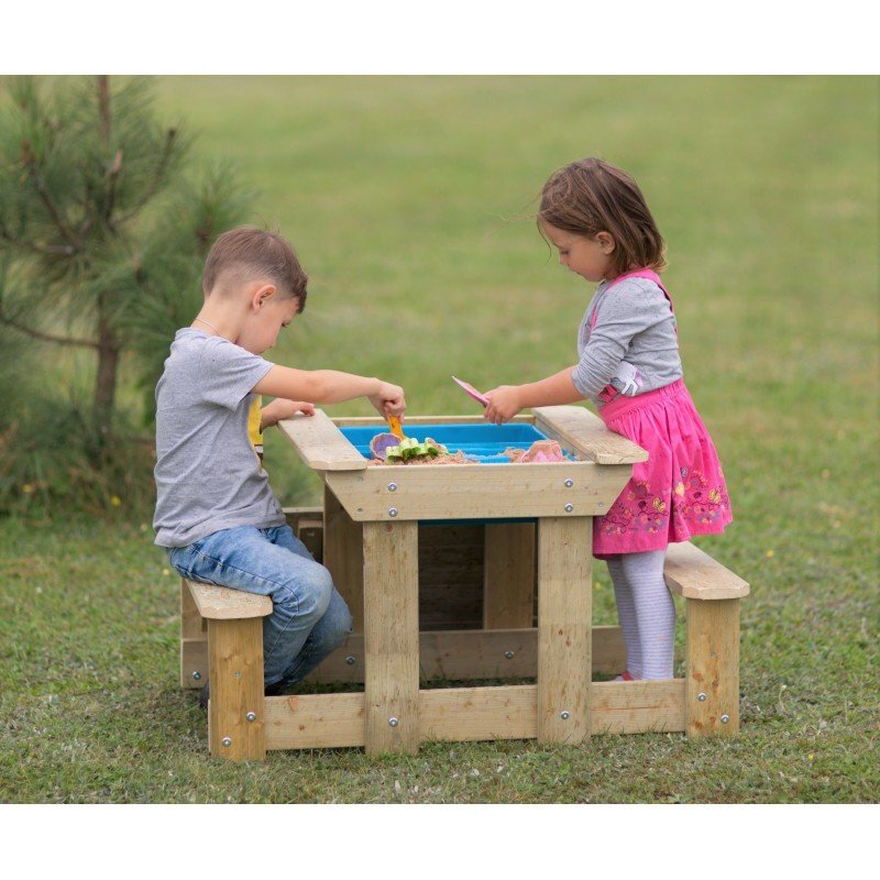Wendi Toys Masa de picnic senzoriala cu bancute si loc pentru nisip si apa T3