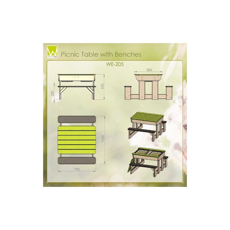 Wendi Toys Masa de picnic senzoriala T2 Deluxe cu bancute si loc pentru nisip si apa