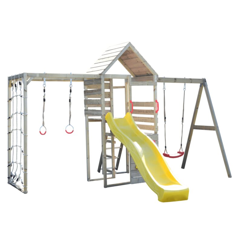Wendi Toys Turn de joaca cu 2 platforme panou de catarare tobogan leagan si modul de gimnastica