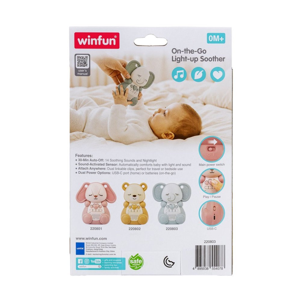 WINFUN Jucarie linistitoare portabila pentru bebelusi Elefant