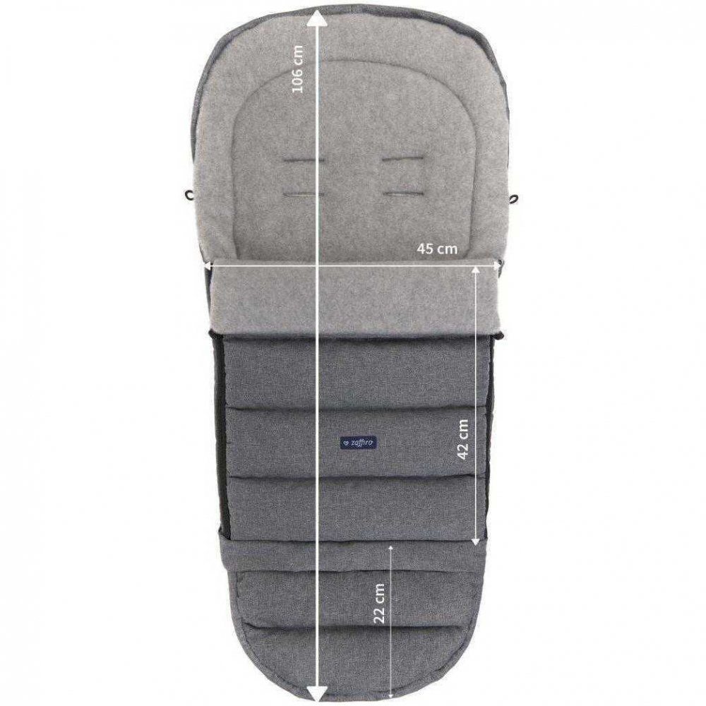 Womar Zaffiro Sac de iarna pentru carucior si scaun auto iGrow 2.0 cu lana oaie premium melange gri