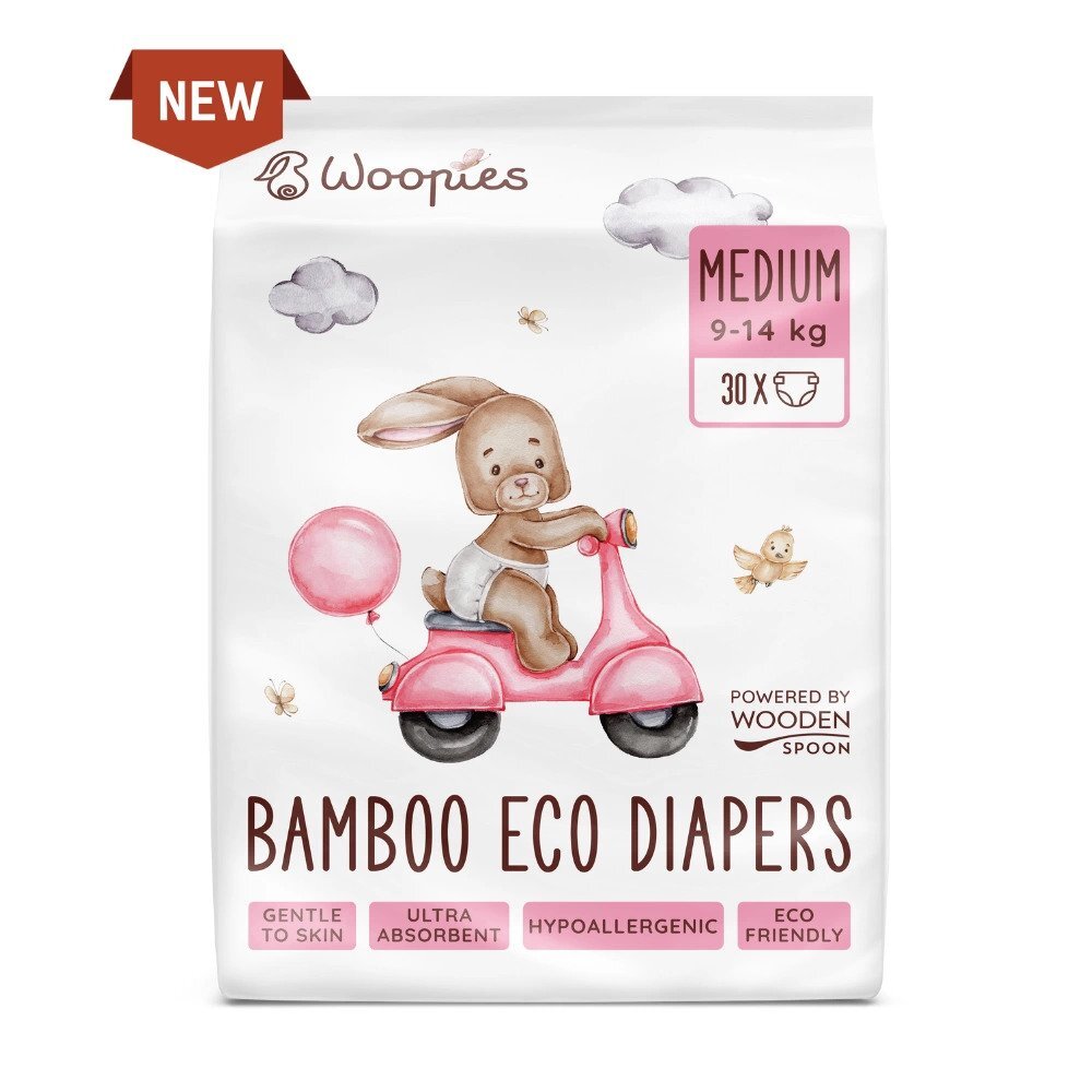 Wooden Spoon Scutece eco cu fibre de bambus M 30 bucati 9-14 kg