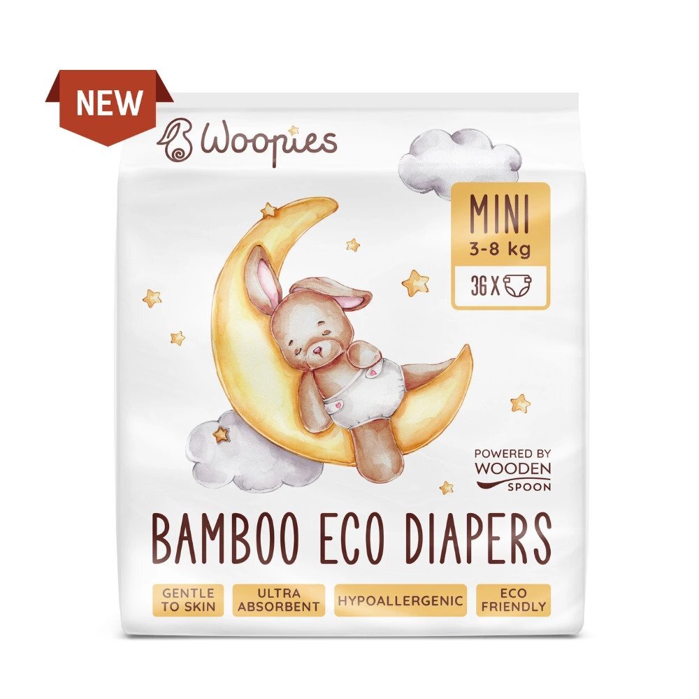 Wooden Spoon Scutece eco cu fibre de bambus mini 36 bucati 3-8 kg