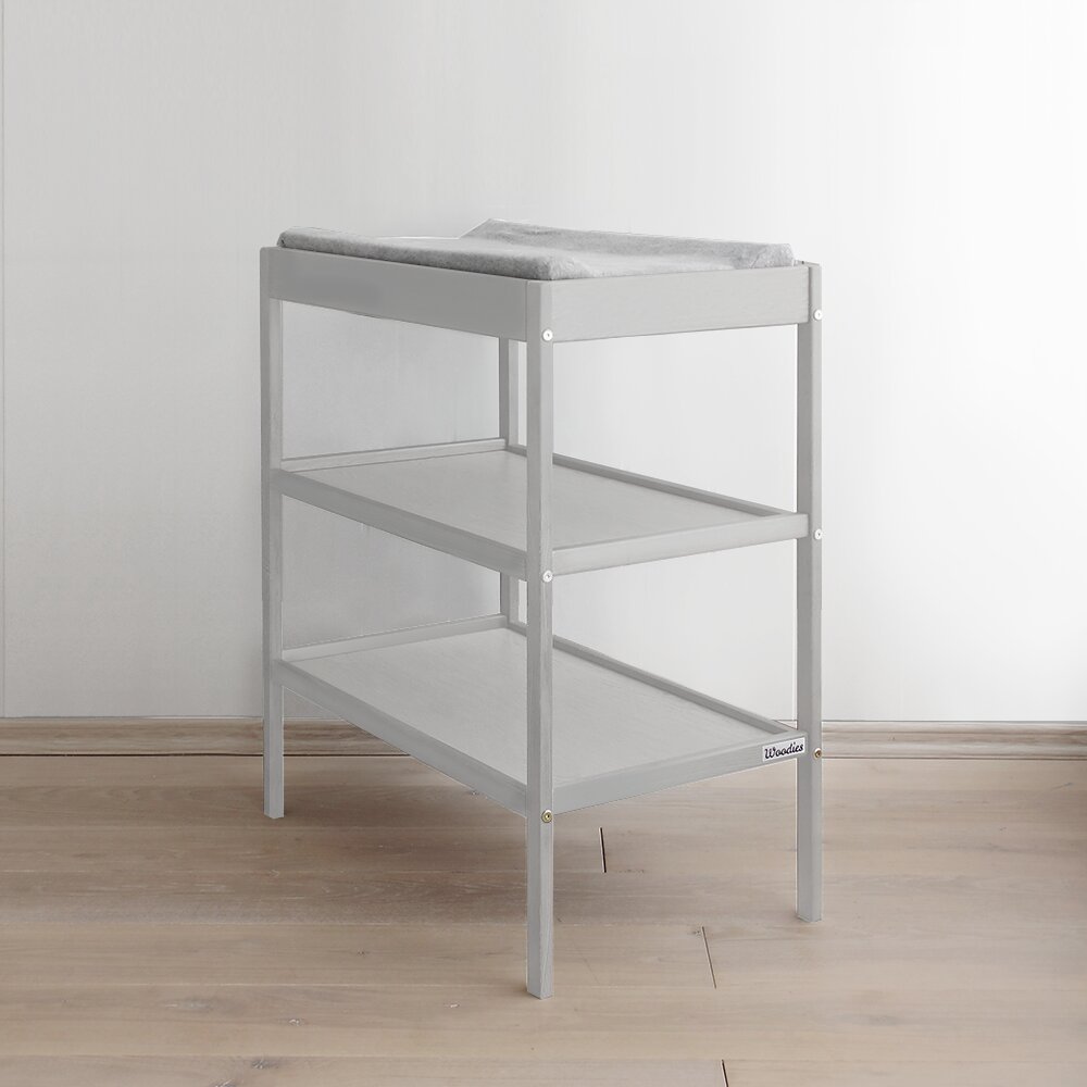 Woodies Safe Dreams Masa infasat pentru bebelusi lemn masiv Gri 76 x 44 x 86 cm cu 2 rafturi de depozitare Inalte