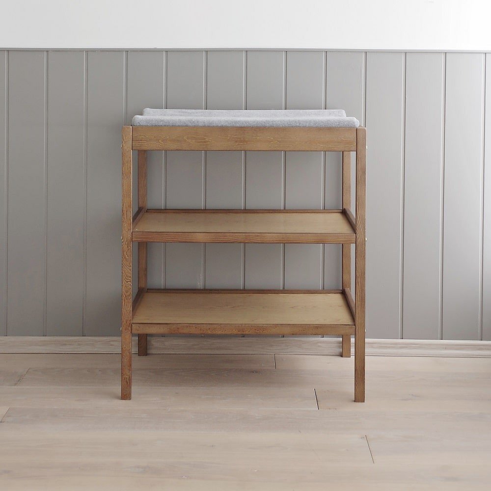 Woodies Safe Dreams Masa infasat pentru bebelusi lemn masiv Vintage 76 x 44 x 86 cm cu 2 rafturi de depozitare inalte