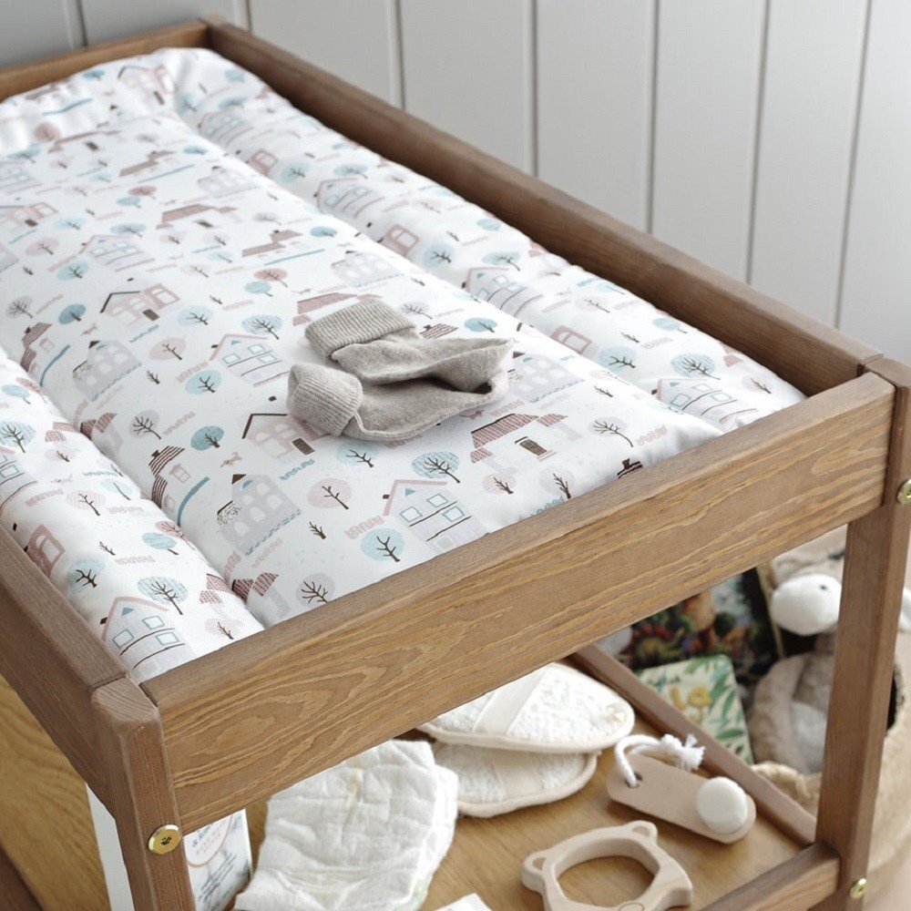Woodies Safe Dreams Masa infasat pentru bebelusi lemn masiv Vintage 76 x 44 x 86 cm cu 2 rafturi de depozitare inalte