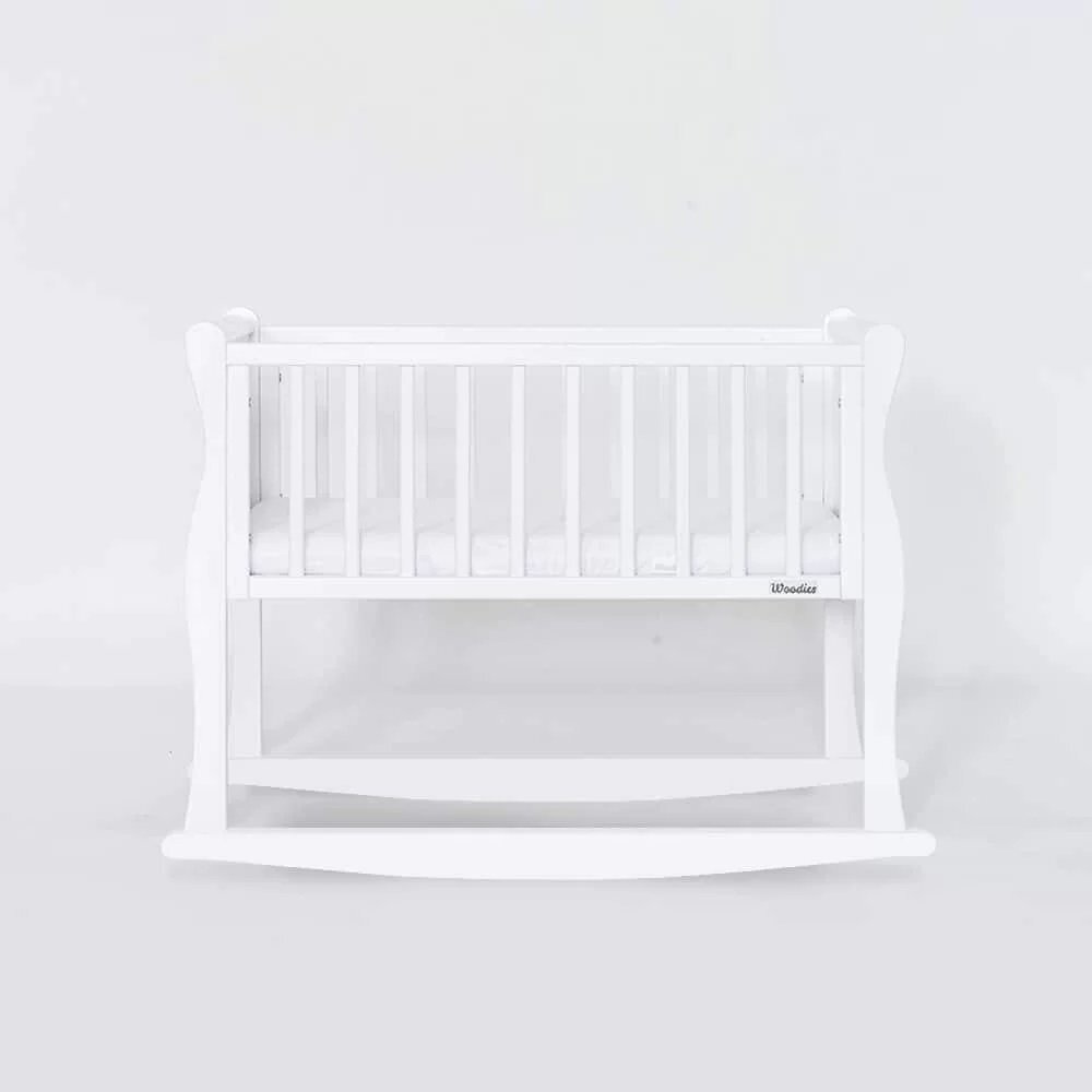 Woodies Safe Dreams Patut balansoar co-sleeping din lemn Noble alb 90 x 40 cm