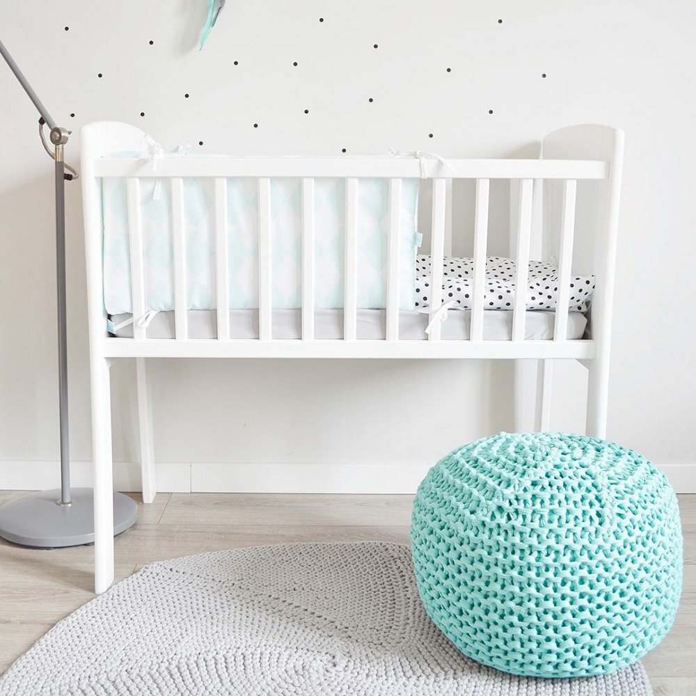 Woodies Safe Dreams Patut mic co-sleeping din lemn Alb 90 x 40 cm
