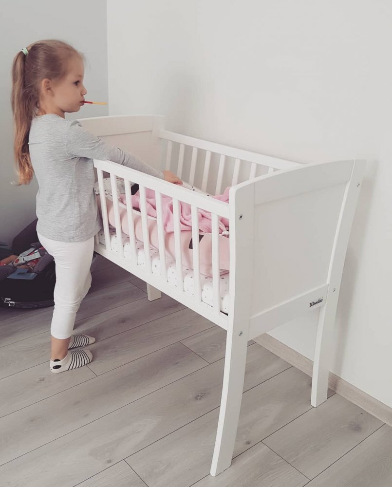 Woodies Safe Dreams Patut mic co-sleeping din lemn Alb 90 x 40 cm
