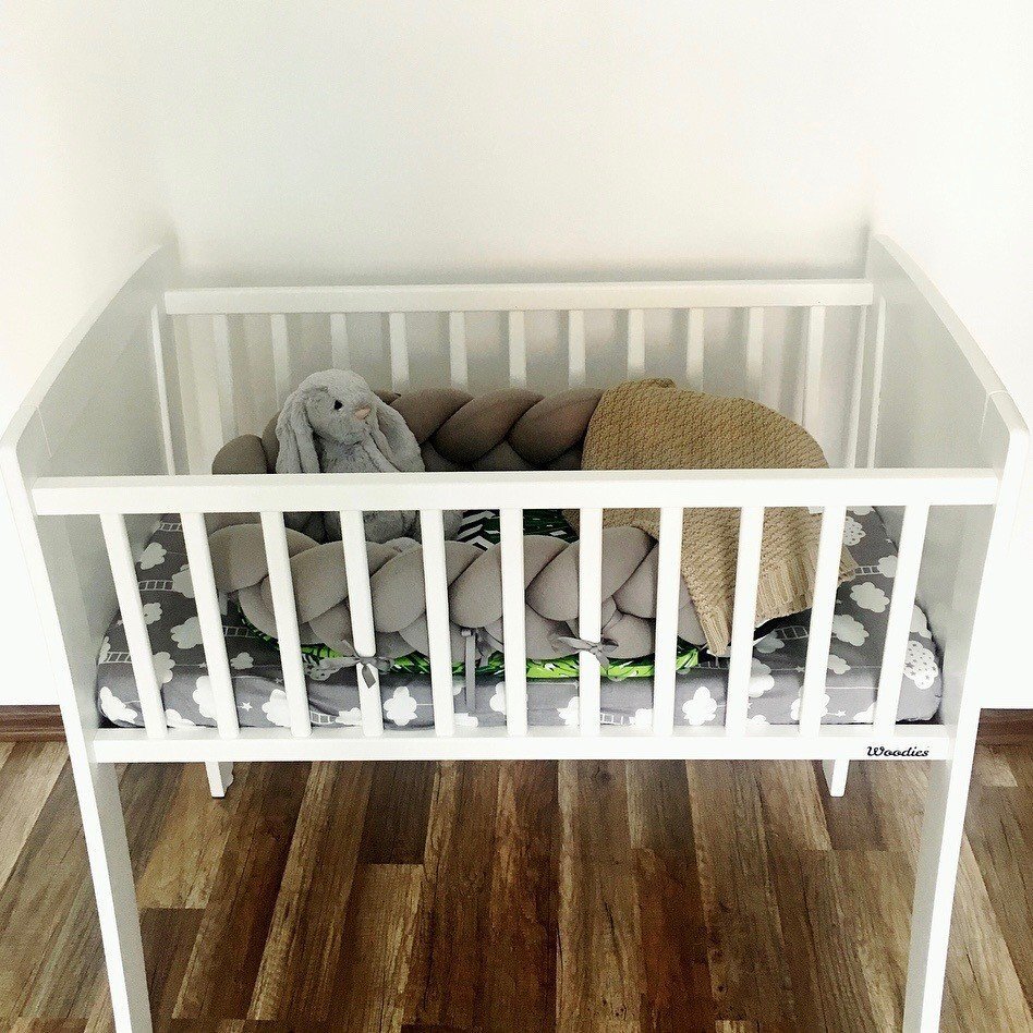 Woodies Safe Dreams Patut mic co-sleeping din lemn Alb 90 x 40 cm