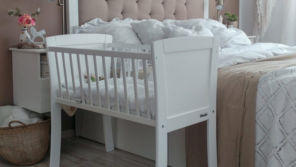 Woodies Safe Dreams Patut mic co-sleeping din lemn Alb 90 x 40 cm