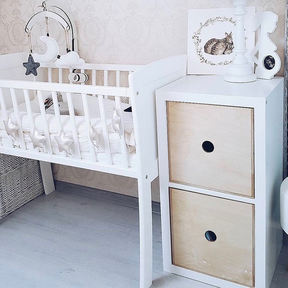 Woodies Safe Dreams Patut mic co-sleeping din lemn Alb 90 x 40 cm