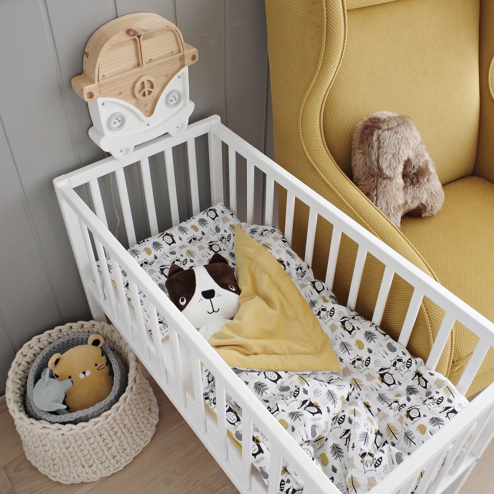 Woodies Safe Dreams Patut mic co-sleeping din lemn Classic Alb 90 x 40 cm