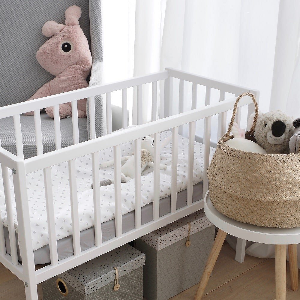 Woodies Safe Dreams Patut mic co-sleeping din lemn Classic Alb 90 x 40 cm