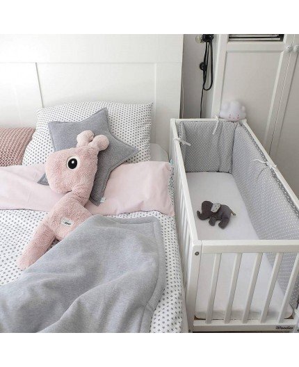Woodies Safe Dreams Patut mic co-sleeping din lemn classic alb cu saltea Cocos Spuma Cocos 90 x 40 x 7 cm