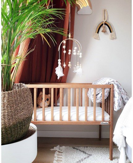 Woodies Safe Dreams Patut mic co-sleeping din lemn Classic Vintage cu Saltea Cocos Spuma Cocos 90 x 40 x 7 cm