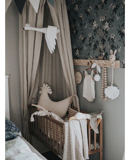 Woodies Safe Dreams Patut mic co-sleeping din lemn Classic Vintage cu Saltea Cocos Spuma Cocos 90 x 40 x 7 cm