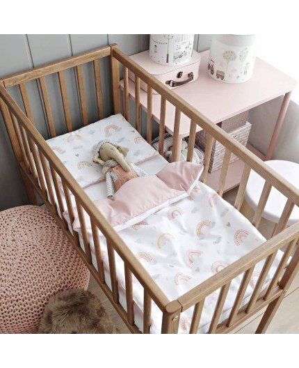 Woodies Safe Dreams Patut mic co-sleeping din lemn Classic Vintage cu Saltea Cocos Spuma Cocos 90 x 40 x 7 cm