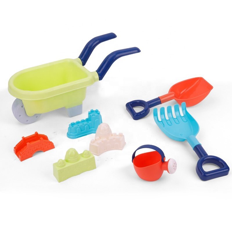 Woopie Set 8 piese de joaca copii pentru nisip cu roabastropitoarelopaticagrebla si 4 forme