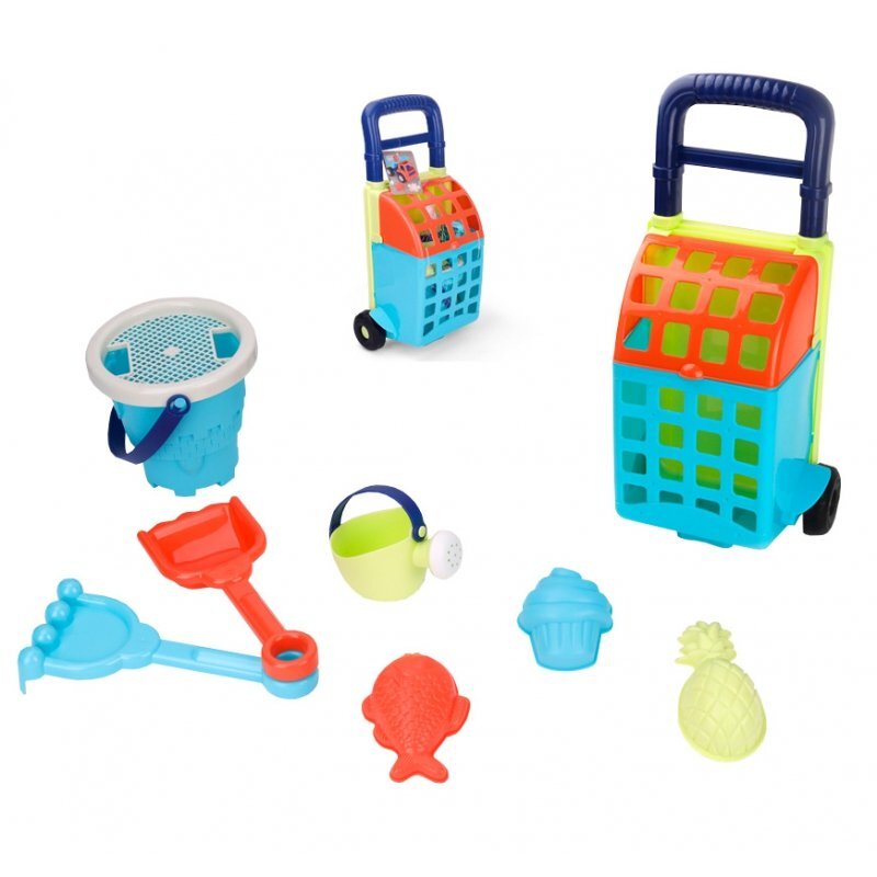 Woopie Set 9 piese pentru copii joaca cu nisip cu Caruciorgaletusastropitoarelopaticagrebla si 3 forme