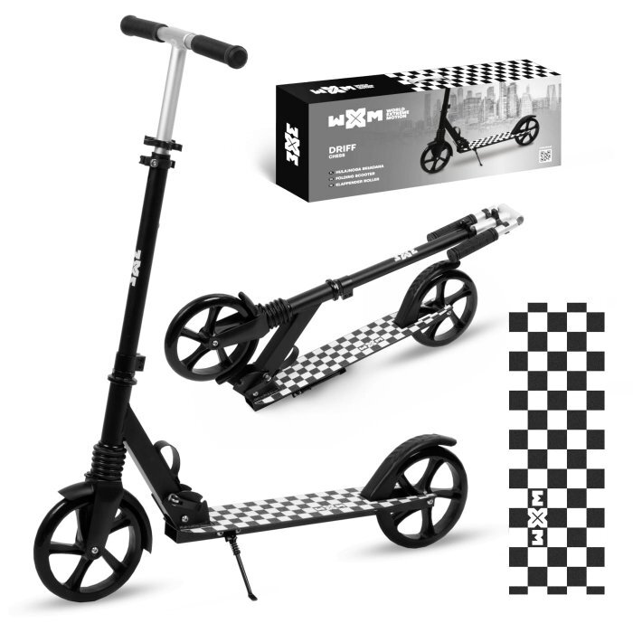 WXM Trotineta pliabila de oras 200 mm Driff Black White ghidon reglabil din otel si aluminiu cric suspensii greutate suportata 100 kg varsta 4 ani+
