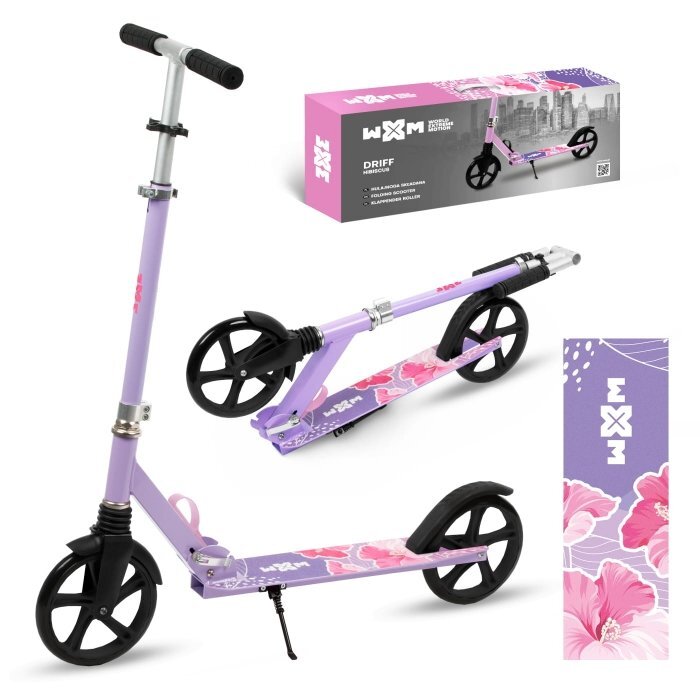 WXM Trotineta pliabila de oras 200 mm Driff Hibiscus ghidon reglabil din otel si aluminiu cric suspensii greutate suportata 100 kg varsta 4 ani+