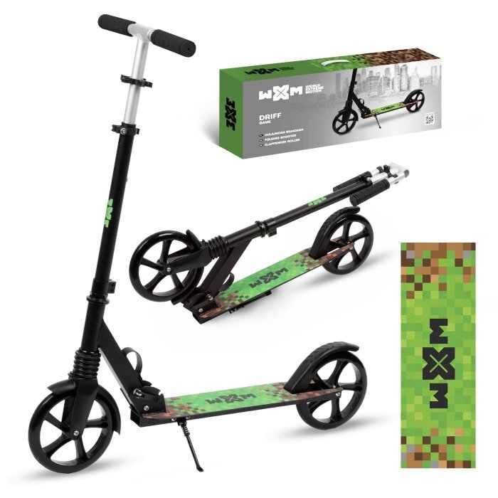 WXM Trotineta pliabila de oras 200 mm Driff Minecraft ghidon reglabil din otel si aluminiu cric suspensii greutate suportata 100 kg varsta 4 ani+