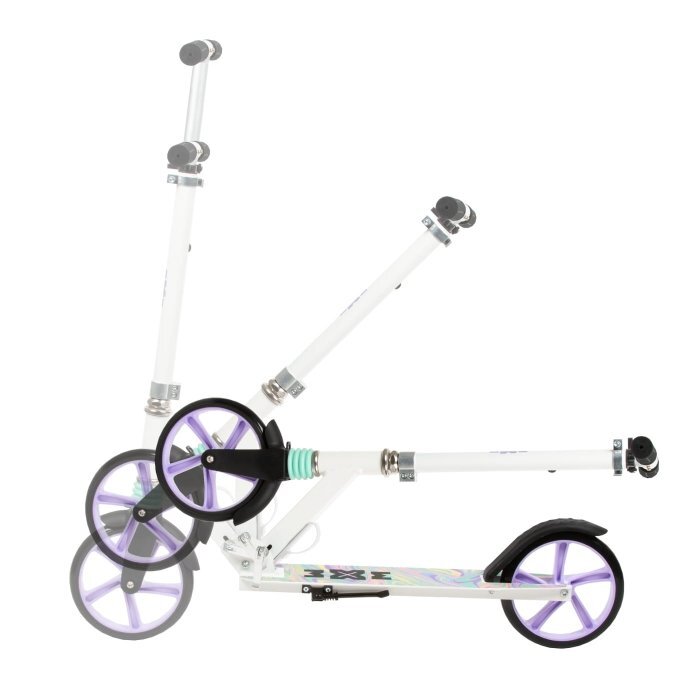WXM Trotineta pliabila de oras 200 mm Driff Purple White ghidon reglabil din otel si aluminiu cric suspensii greutate suportata 100 kg varsta 4 ani+