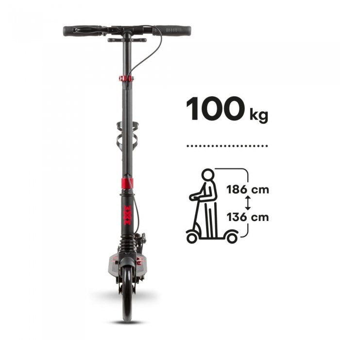 WXM Trotineta pliabila de oras cu frana pe maner red ghidon reglabil din otel si aluminiu cric suport pentru sticla greutate maxima 100 kg