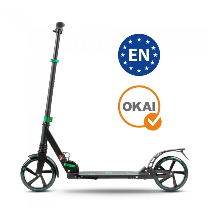 WXM Trotineta pliabila de oras green ghidon reglabil din otel si aluminiu cric suspensii curea de transport greutate suportata 100 kg varsta 6 ani+