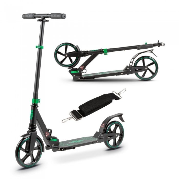 WXM Trotineta pliabila de oras green ghidon reglabil din otel si aluminiu cric suspensii curea de transport greutate suportata 100 kg varsta 6 ani+