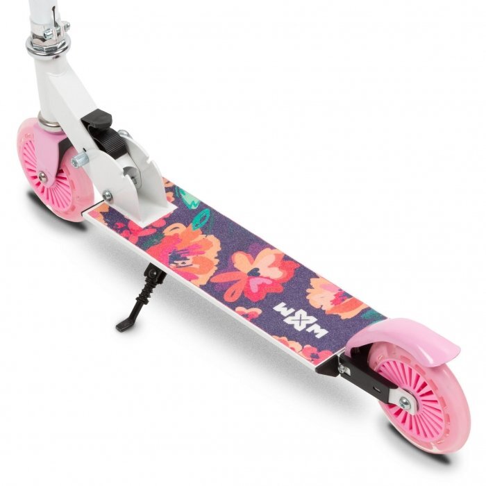 WXM Trotineta Skipo Floral pliabila din aluminiu ghidon reglabil roti Led greutate admisa 50 kg
