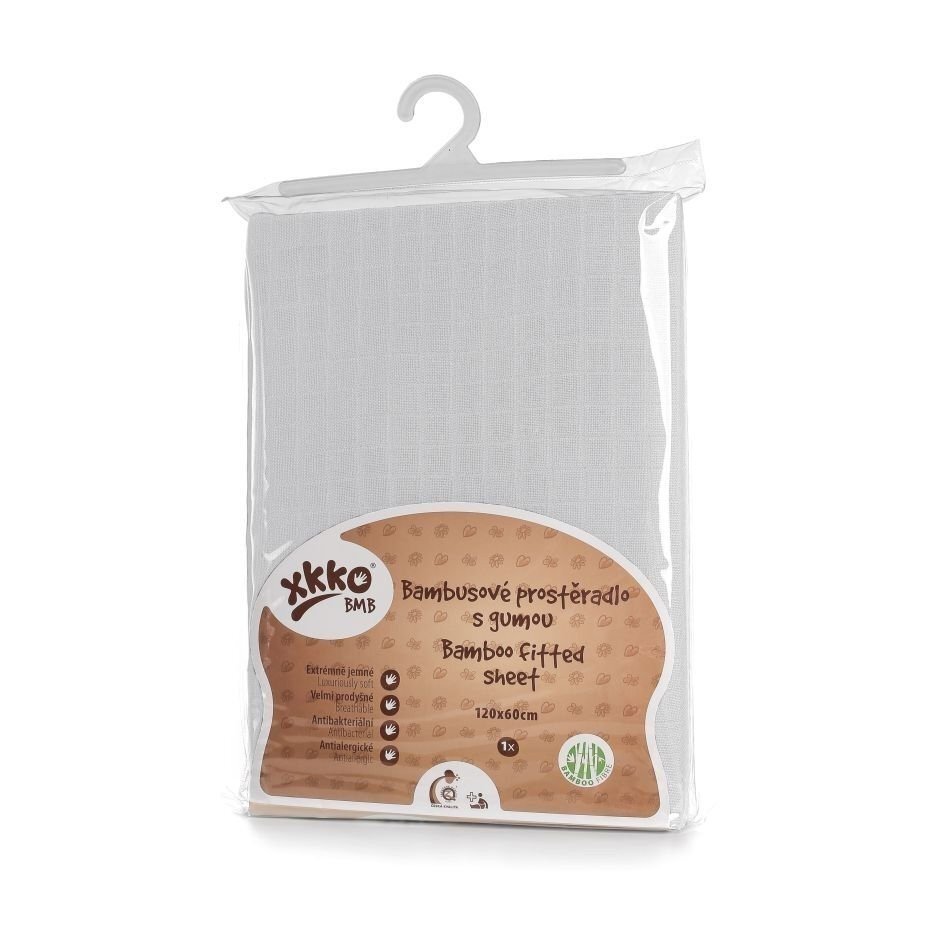 XKKO Cearceaf cu elastic din bambus 60x120 cm Alb