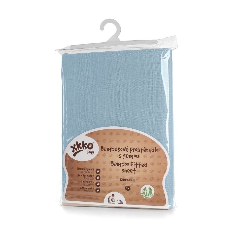XKKO Cearceaf cu elastic din bambus 60x120 cm Albastru