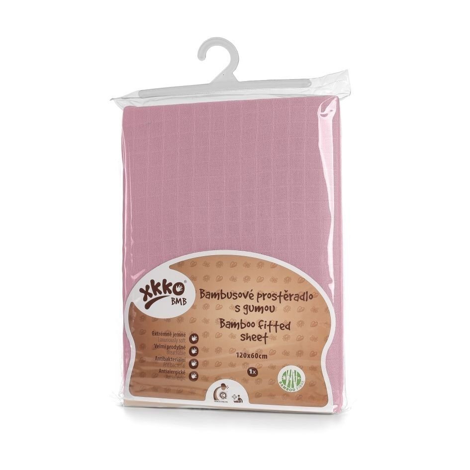 XKKO Cearceaf cu elastic din bambus 60x120 cm Roz