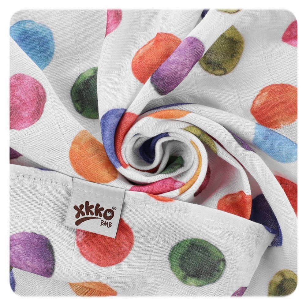 XKKO Muselina din bambus 120x120 cm Polka Dots