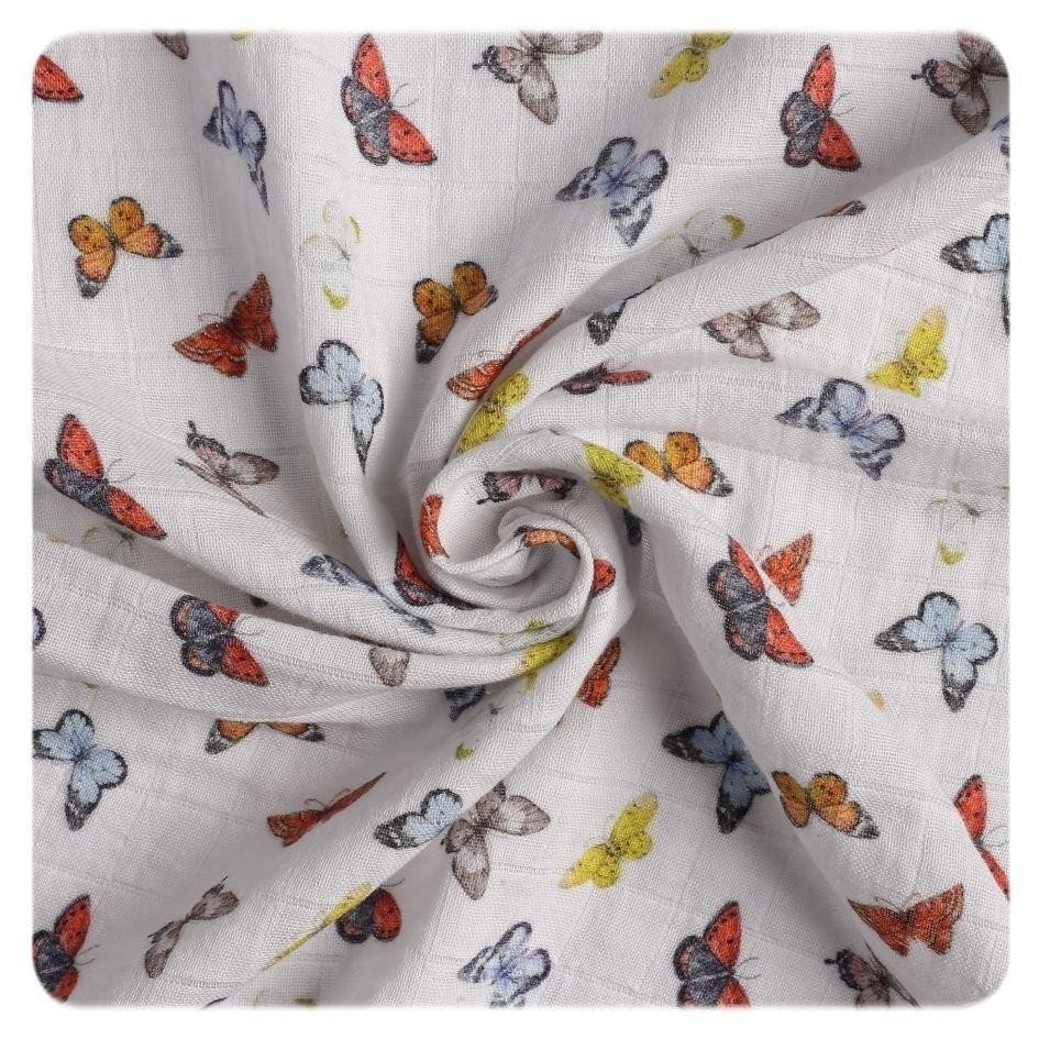 XKKO Prosop cu gluga bambusbumbac organic Butterflies 90x90cm