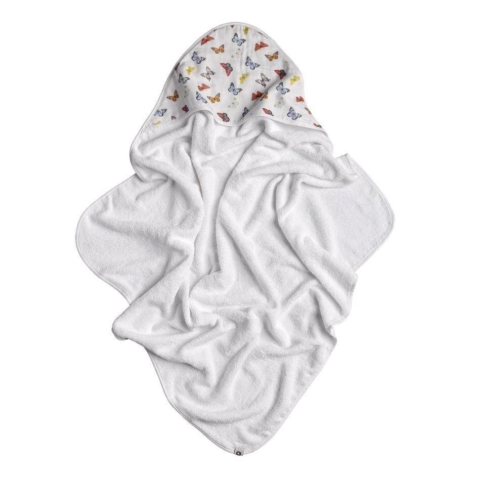 XKKO Prosop cu gluga bambusbumbac organic Butterflies 90x90cm