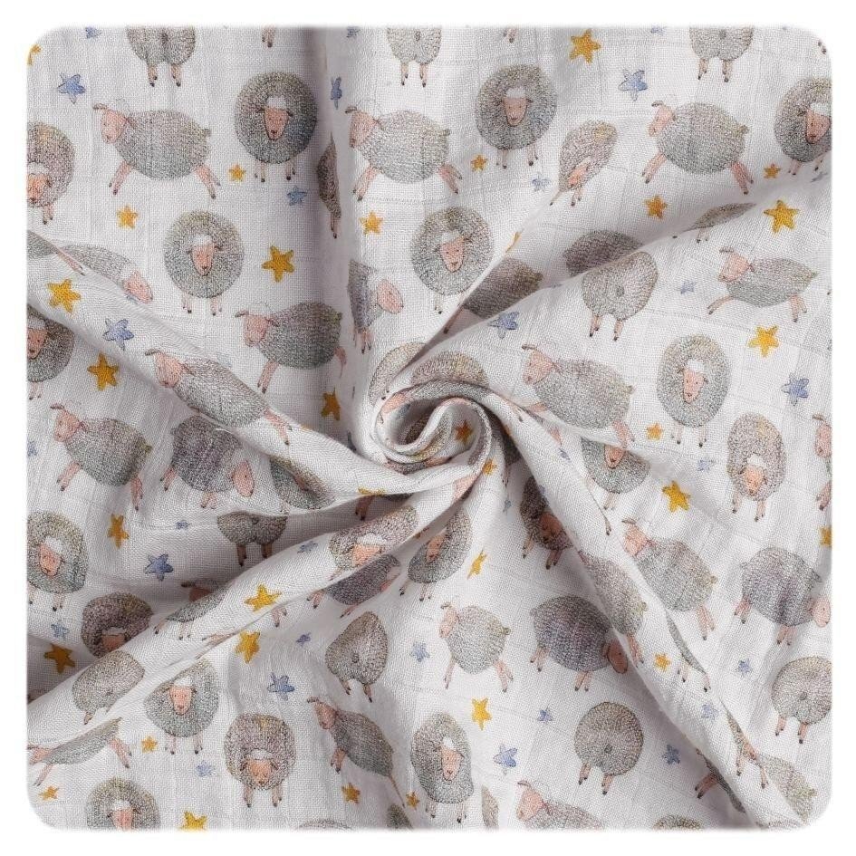 XKKO Prosop cu gluga bambusbumbac organic Dreamy Sheeps 90x90cm