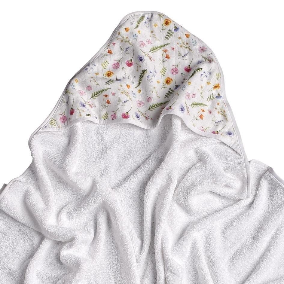 XKKO Prosop cu gluga bambusbumbac organic Summer Meadow 90x90cm