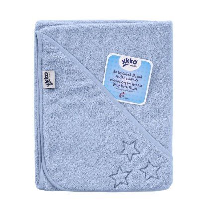 XKKO Prosop cu gluga bumbac organic Blue 90x90 cm