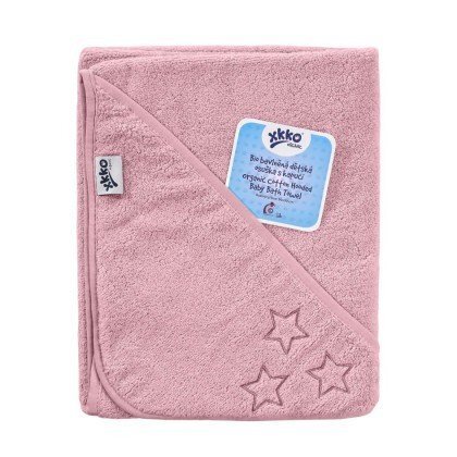 XKKO Prosop cu gluga bumbac organic Pink 90x90 cm