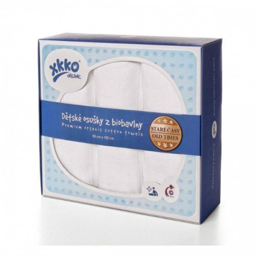 XKKO Set 3 prosoape muselina bbc organic 90x100cm Alb