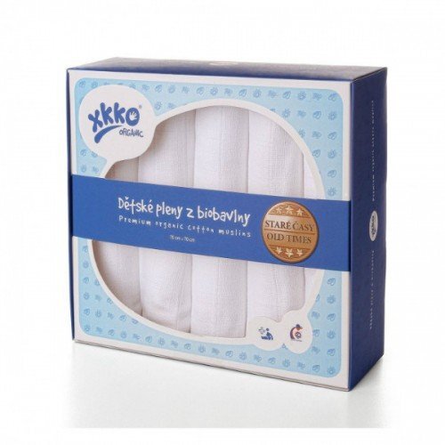 XKKO Set 5 museline din bumbac organic 70x70cm Alb