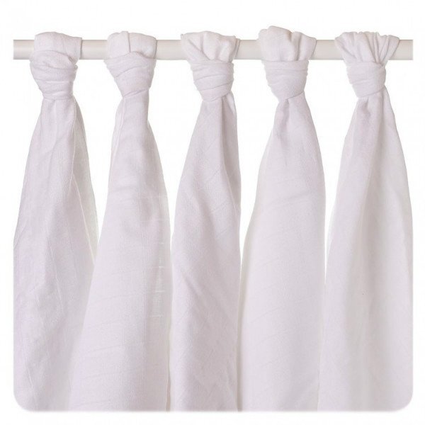 XKKO Set 5 museline din bumbac organic 70x70cm Alb