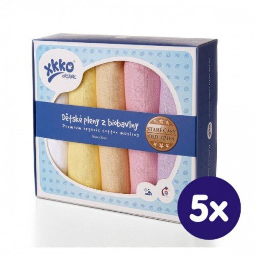XKKO Set 5 museline din bumbac organic 70x70cm Old Times Girls Pastels