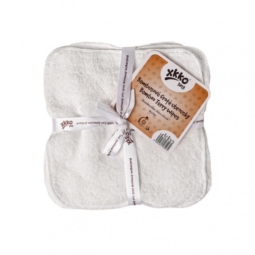XKKO Set 5 prosoapele bambus 21x21cm Alb
