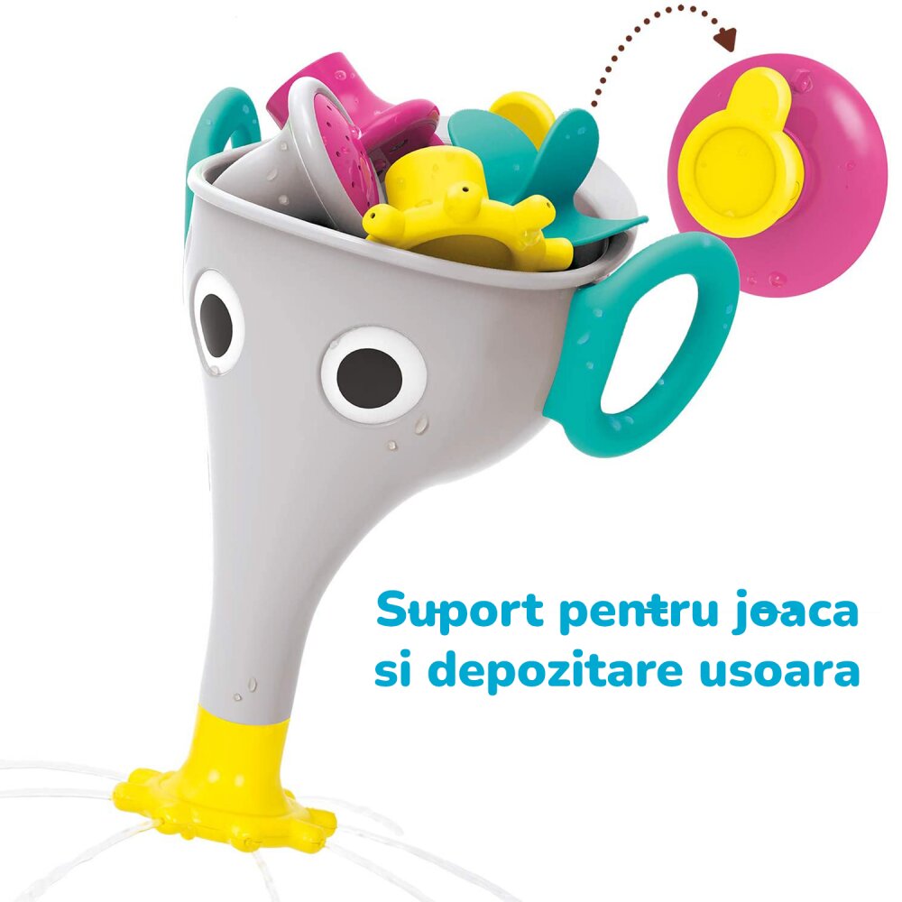 Yookidoo Jucarie trompa de elefant cu stopitoare pentru baie gri +18 luni