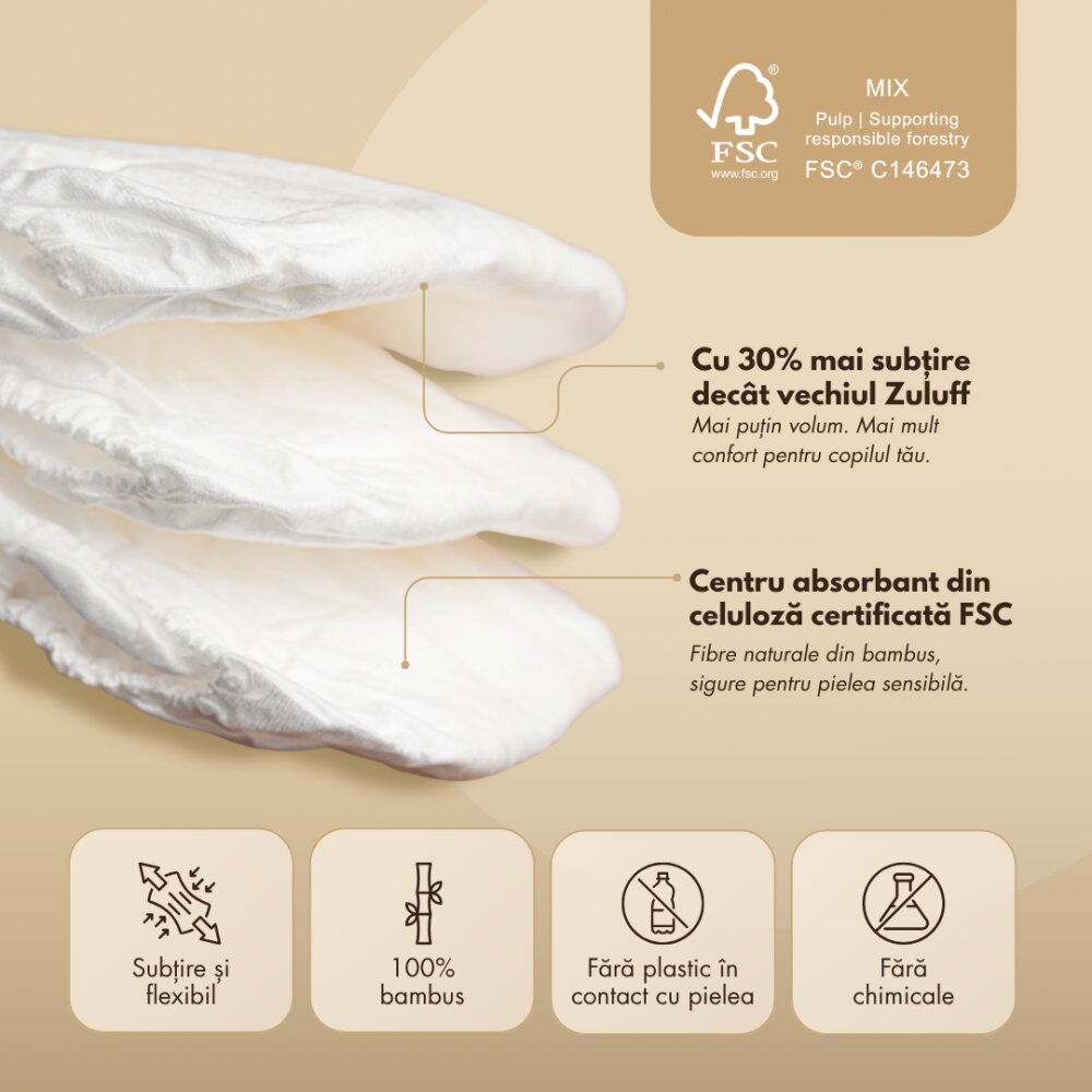 Zuluff Scutece chilotel din bambus marimea 3 6-11 kg 30 bucati